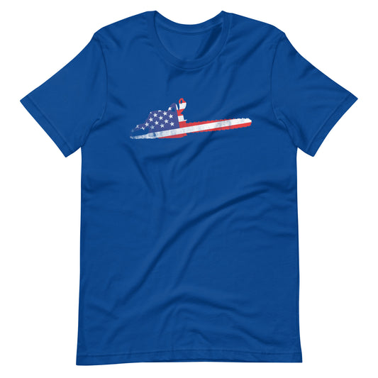 Blue color Patriotic Chainsaw American Flag t-shirt
